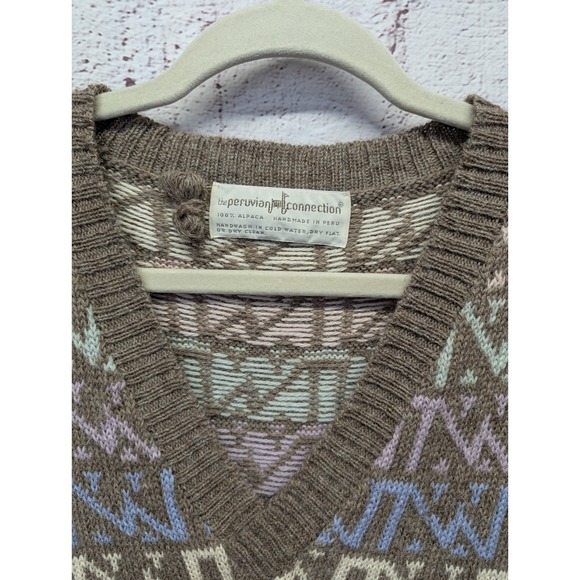 Peruvian Connection Alpaca HandMade Knitted Vest Sweater Peru Pastel Colors - Picture 2 of 6
